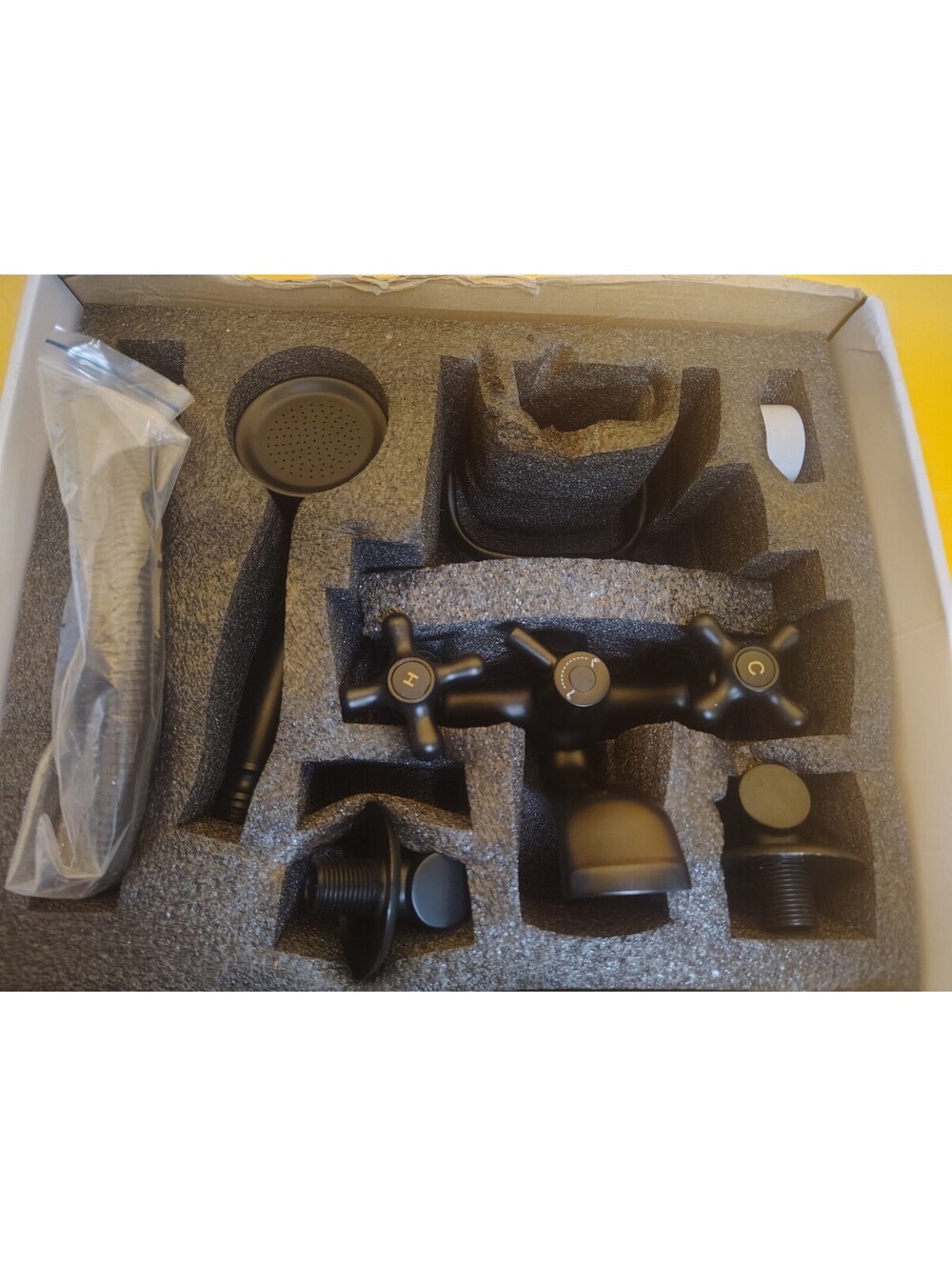 Qinkell Wall Mount Clawfoot Tub Faucet Matte Black Vintage Telephone Hand Shower